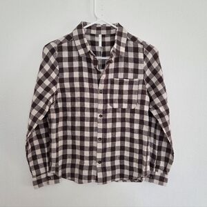 Rylee + Cru Boys Linen Blend Plaid Flannel Size 10-12Y